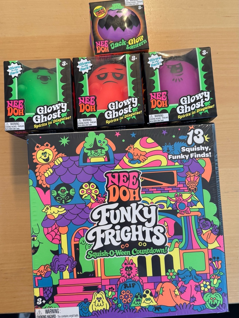 RARE NEE DOH Glowy Ghost, Jack Glow Lantern, and Funky Frights NEE DOH Bundle